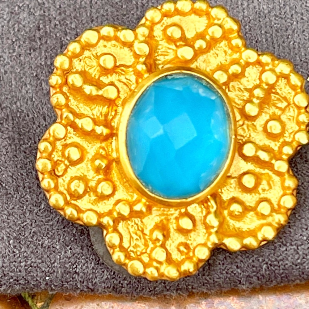 Julie Vos Colette Clip Earrings - Turquoise stone